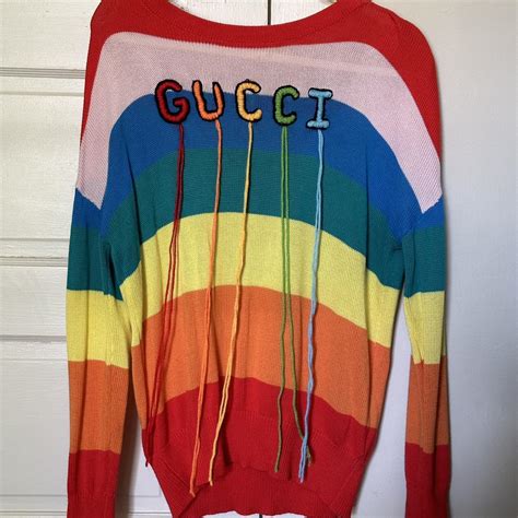 gucci rainbow pig sweater|Gucci brown sweater.